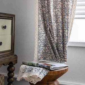 Garden Gate Motif Cotton Linen Curtian