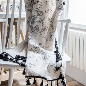 Vintage Toile Floral Curtain with Tassels