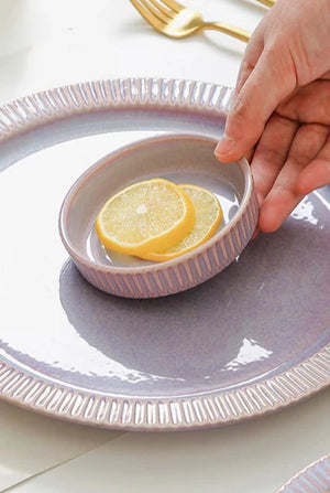 Open image in slideshow, Iridescent Pastel Purple Ceramic Tableware
