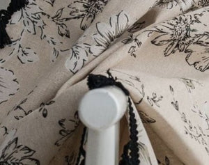 Vintage Toile Floral Curtain with Tassels